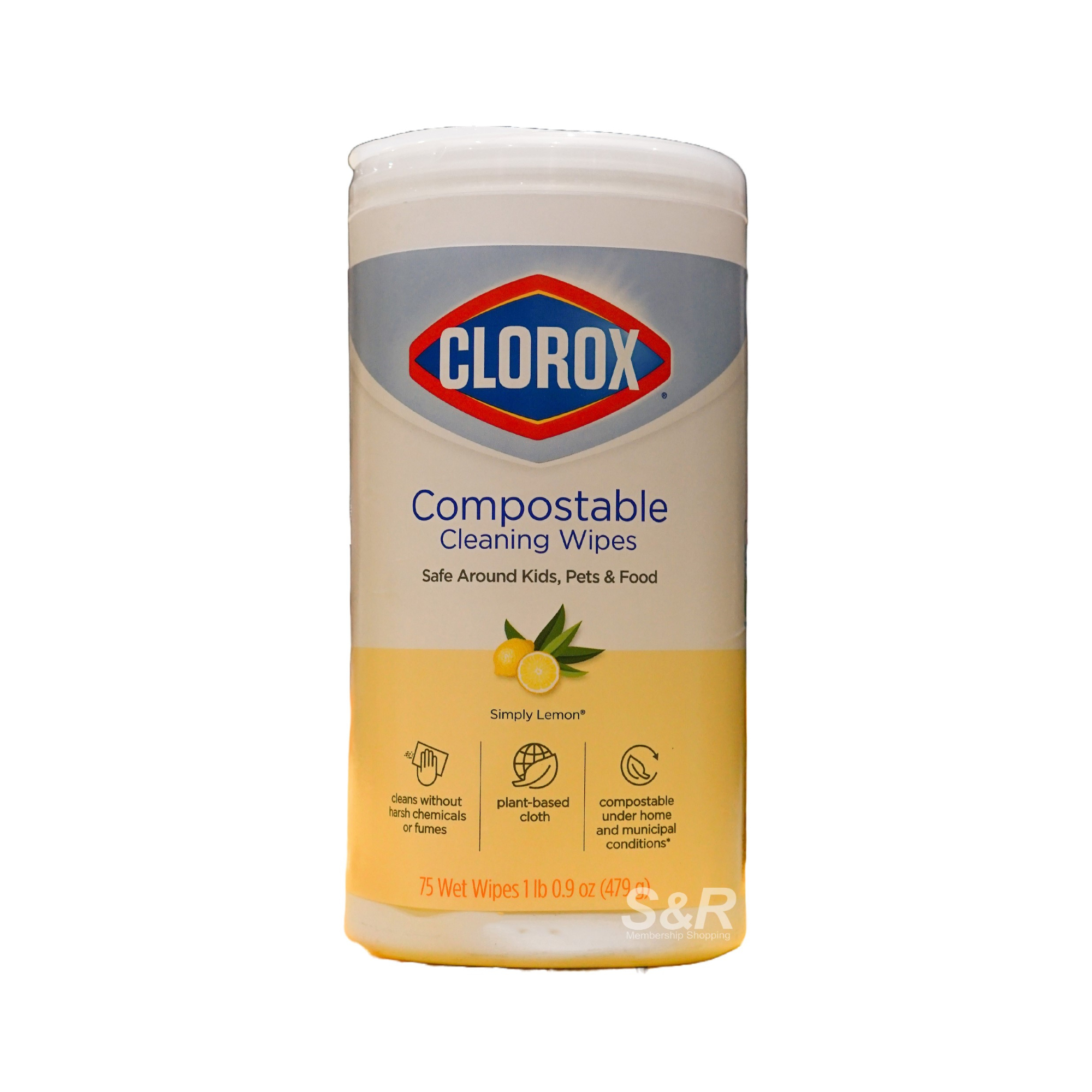 Clorox Simply Lemon Compostable Cleaning Wipes 75pcs